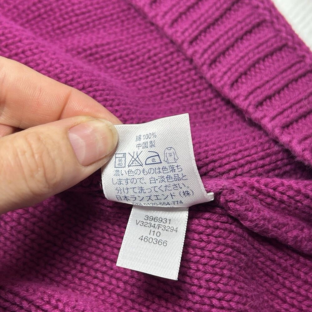 Lands' End Cardigan Womens 3X Chunky Cable Knit Pink 100% Cotton 3 Button - Picture 5 of 8